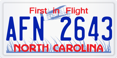 NC license plate AFN2643