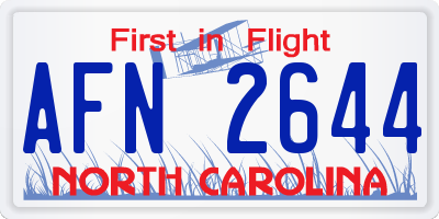 NC license plate AFN2644