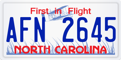 NC license plate AFN2645