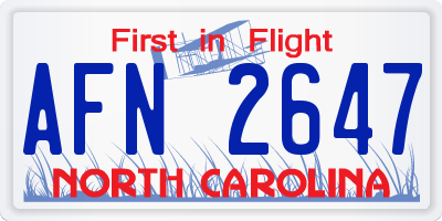 NC license plate AFN2647