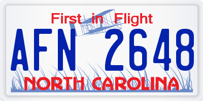 NC license plate AFN2648