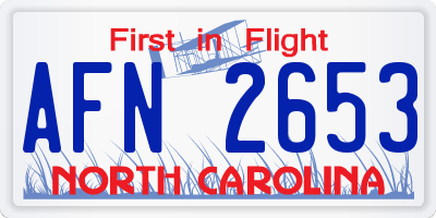 NC license plate AFN2653
