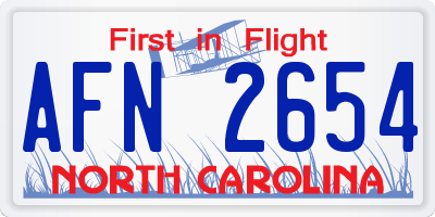 NC license plate AFN2654