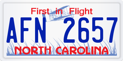 NC license plate AFN2657