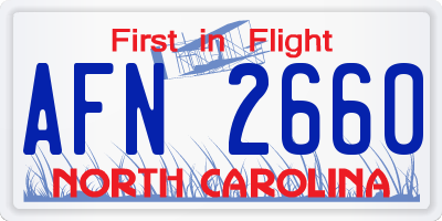 NC license plate AFN2660