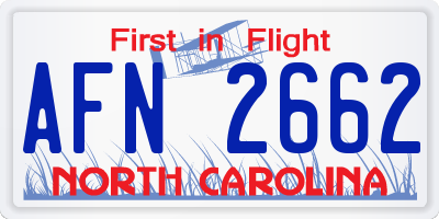 NC license plate AFN2662