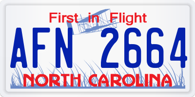 NC license plate AFN2664
