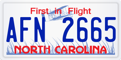 NC license plate AFN2665