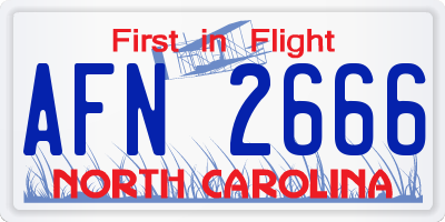 NC license plate AFN2666