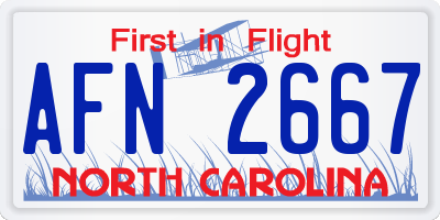 NC license plate AFN2667