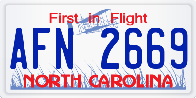 NC license plate AFN2669