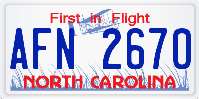 NC license plate AFN2670