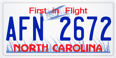 NC license plate AFN2672