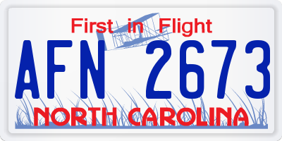 NC license plate AFN2673