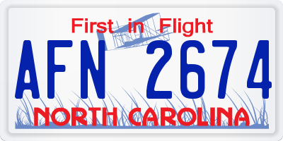 NC license plate AFN2674
