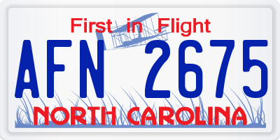 NC license plate AFN2675