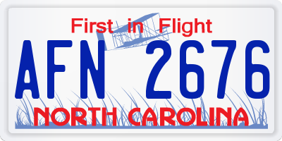 NC license plate AFN2676