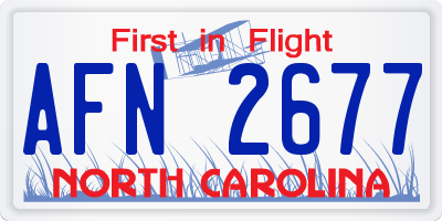 NC license plate AFN2677
