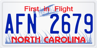 NC license plate AFN2679