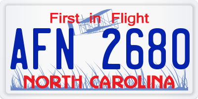 NC license plate AFN2680