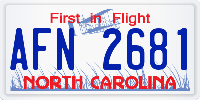 NC license plate AFN2681
