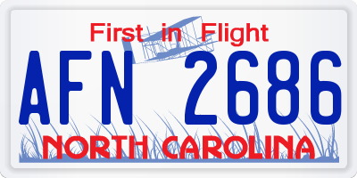 NC license plate AFN2686