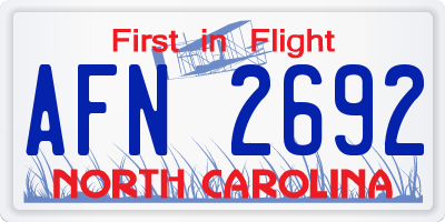 NC license plate AFN2692