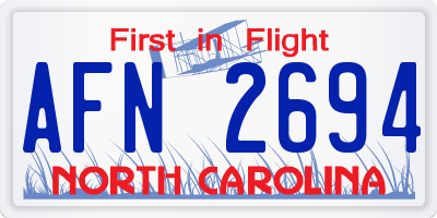 NC license plate AFN2694