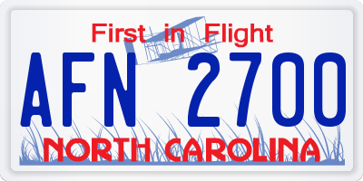 NC license plate AFN2700