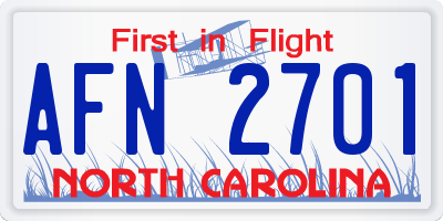 NC license plate AFN2701