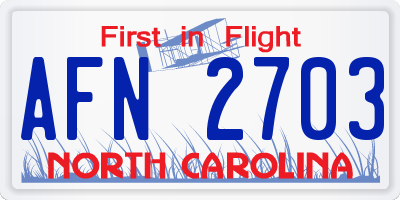 NC license plate AFN2703