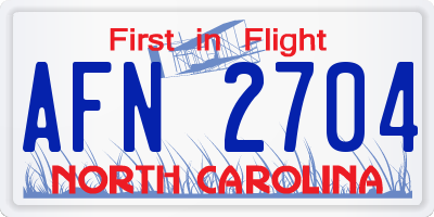 NC license plate AFN2704