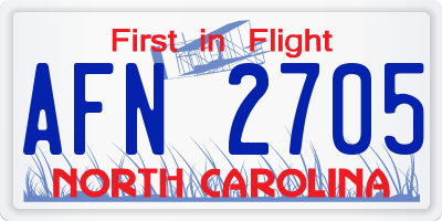 NC license plate AFN2705