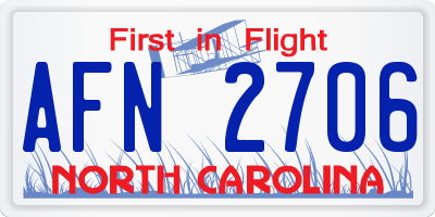 NC license plate AFN2706