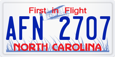 NC license plate AFN2707