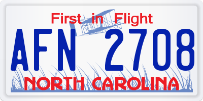 NC license plate AFN2708