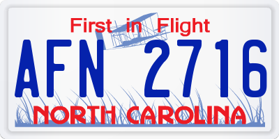 NC license plate AFN2716