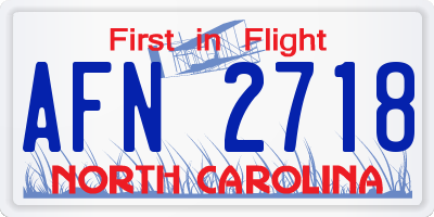 NC license plate AFN2718