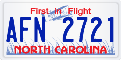 NC license plate AFN2721