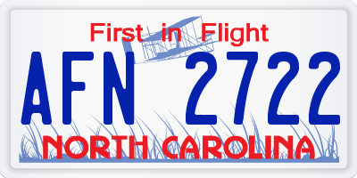 NC license plate AFN2722