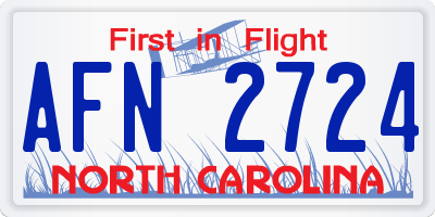 NC license plate AFN2724