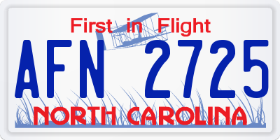 NC license plate AFN2725