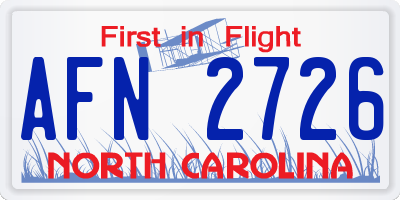 NC license plate AFN2726
