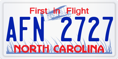 NC license plate AFN2727