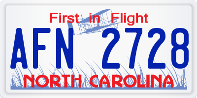 NC license plate AFN2728