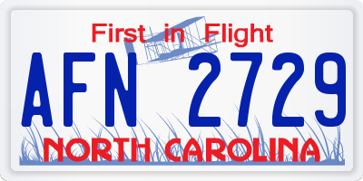 NC license plate AFN2729