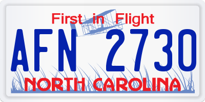 NC license plate AFN2730