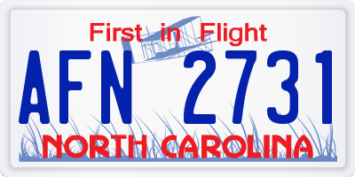 NC license plate AFN2731