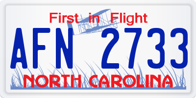 NC license plate AFN2733