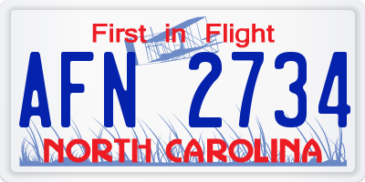 NC license plate AFN2734